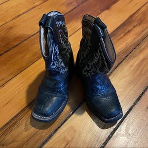 Kids embroidered leather cowboy boots